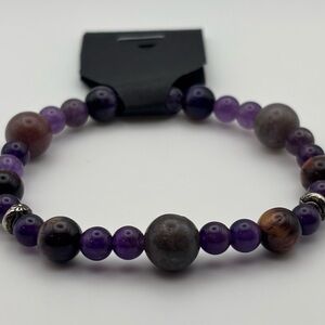 Purple and Brown Beaded Bracelet